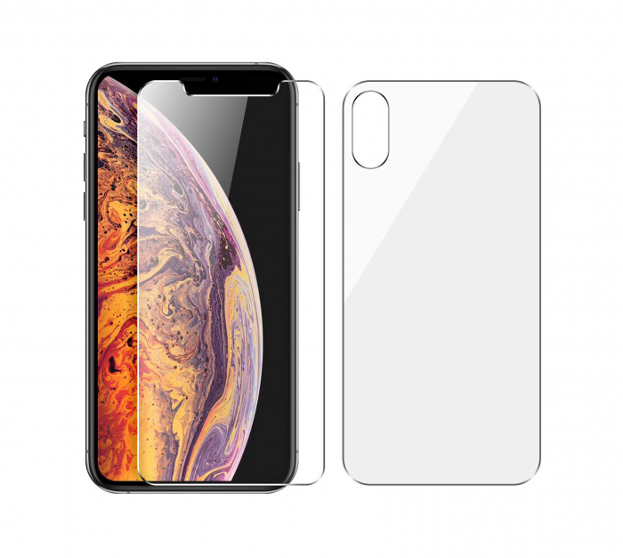Folie sticla iPhone XS / X, Fata plus Spate, protectie ecran securizata, 0.2mm [1]