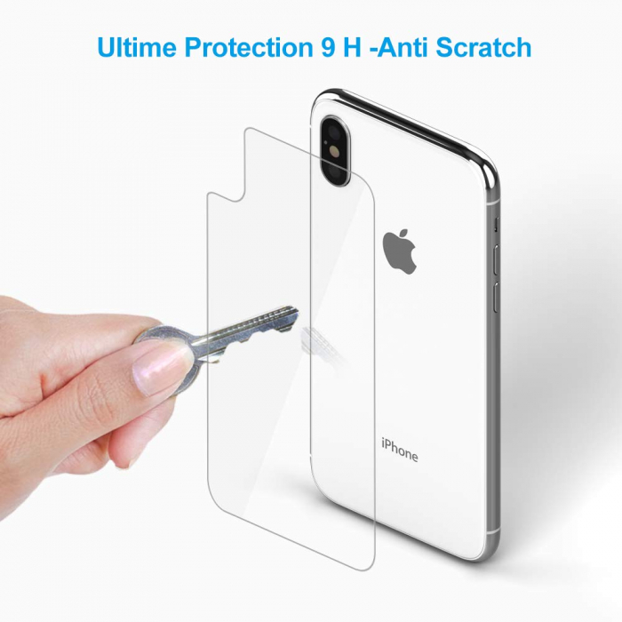 Folie sticla iPhone XS / X, Fata-Spate, 5D, sticla securizata cu rama metalica, protectie ecran, Alb, 0.2mm [6]