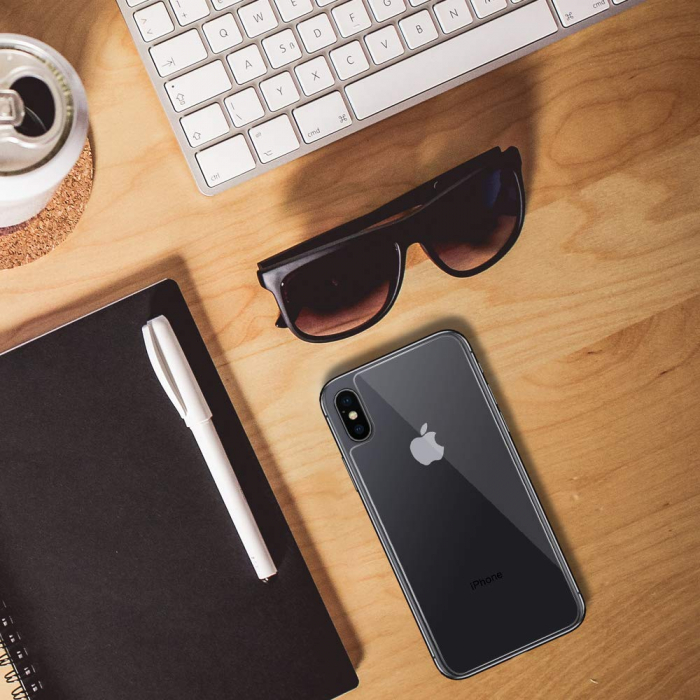 Folie sticla iPhone XS / X, Fata-Spate, 5D, sticla securizata cu rama metalica, protectie ecran, Alb, 0.2mm [3]