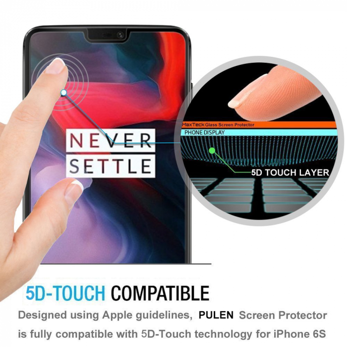 Folie sticla OnePlus 6, protectie ecran tempered glass fata, 5D, acopera tot ecranul, 0.2mm [2]