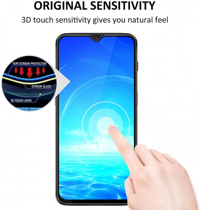 Folie sticla OnePlus 6T, protectie ecran tempered glass fata, 5D, acopera tot ecranul, 0.2mm [2]