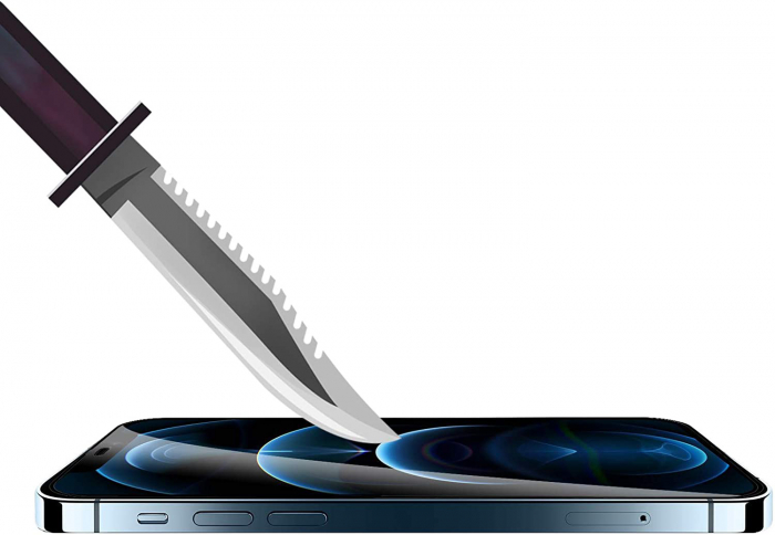 Folie sticla pentru iPhone 12 PRO MAX, 5D, securizata cu rama metalica, protectie ecran si margini curbate, Negru [2]