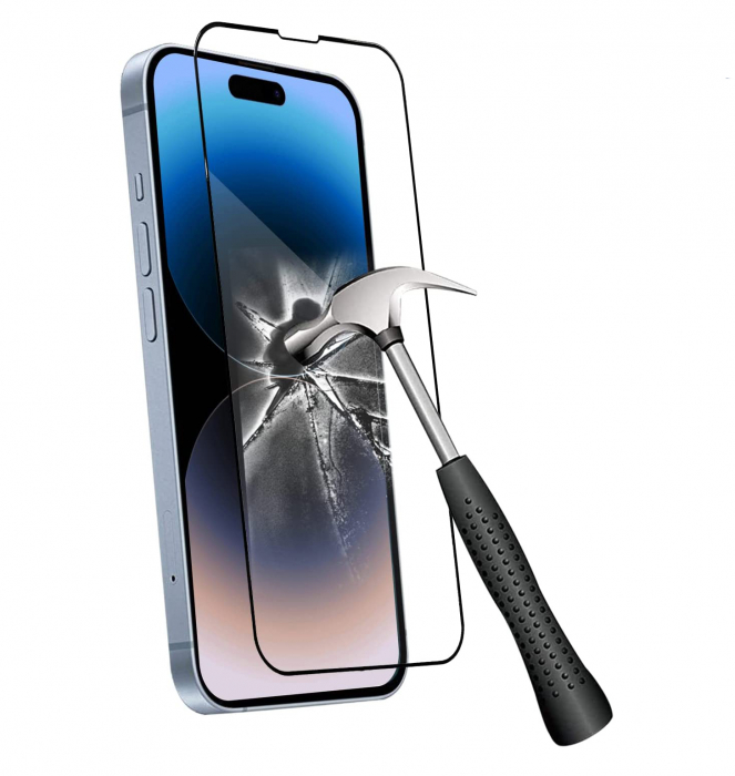 Folie sticlă pentru iPhone 14 PRO, Full Glue, Full cover, Case friendly, Negru [4]