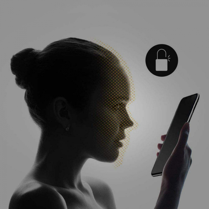 Folie sticla pentru iPhone 14 PRO, Privacy, 5D, securizata cu rama metalica, protectie ecran si margini curbate, Negru [6]