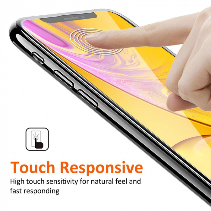 Folie sticla pentru iPhone XR, 5D, Fata plus Spate, protectie ecran cu rama metalica, Negru, MobileSmart©, 0.2mm [3]