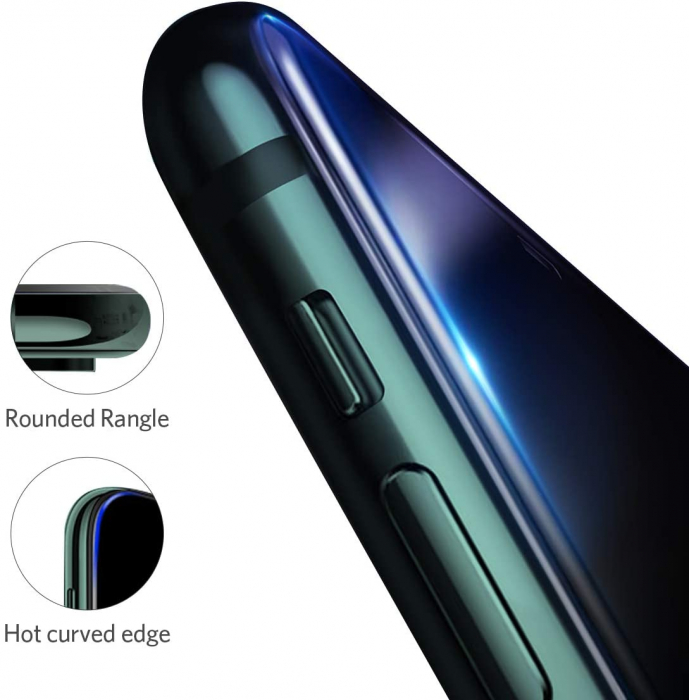 Folie sticla pentru iPhone XS MAX, Privacy, 5D, securizata cu rama metalica, protectie ecran si margini curbate, Negru [2]