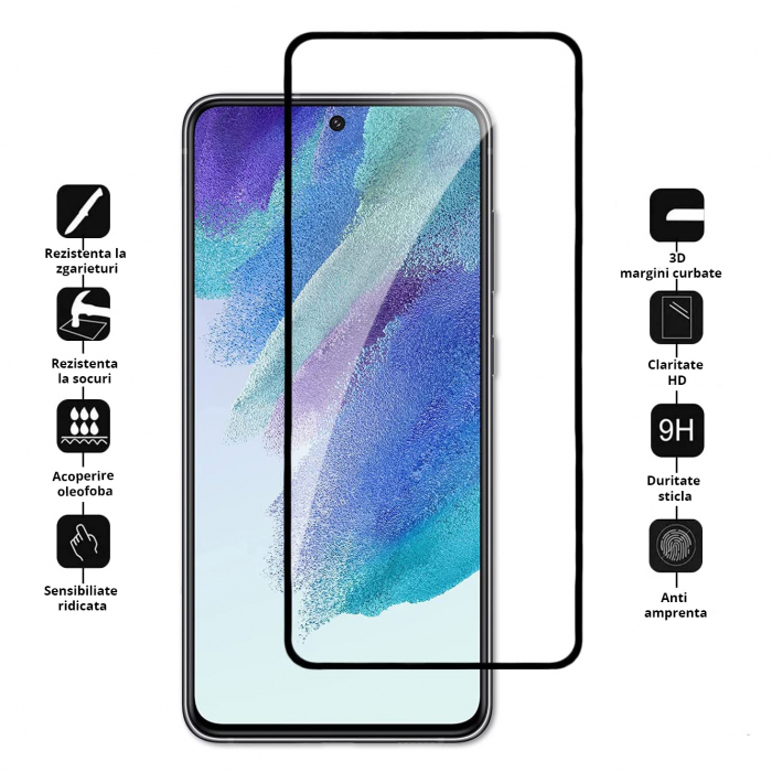 Folie sticla pentru Samsung Galaxy S21 FE, Full glue, protectie ecran tempered glass fata, 5D, acopera tot ecranul [3]