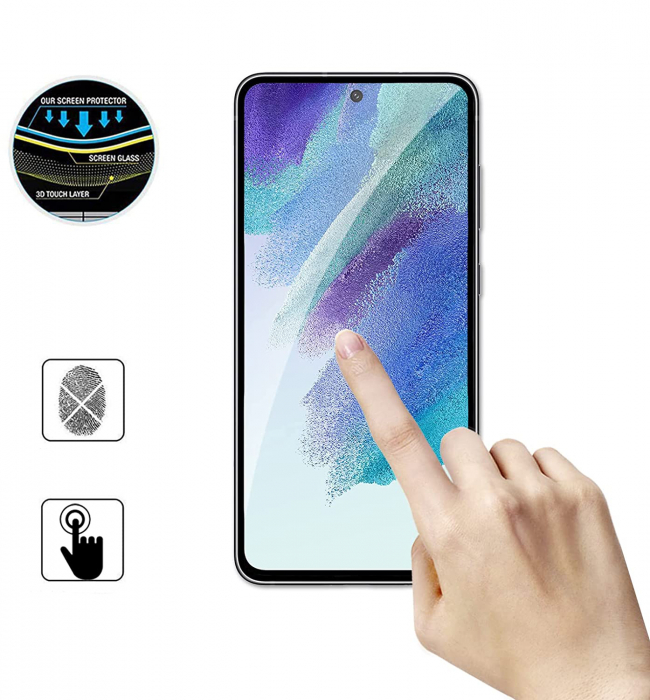 Folie sticla pentru Samsung Galaxy S21 FE, Full glue, protectie ecran tempered glass fata, 5D, acopera tot ecranul [4]