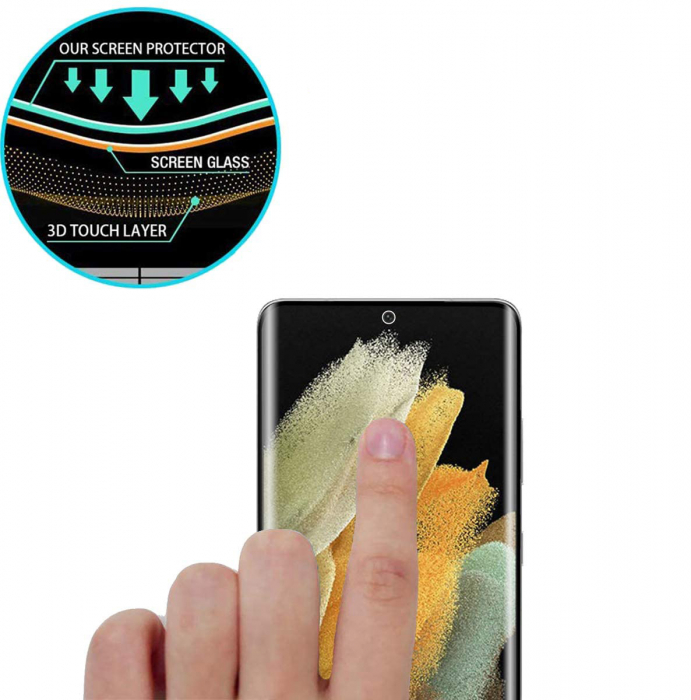 Folie sticla pentru Samsung Galaxy S21 PLUS, Full glue, protectie ecran tempered glass fata, 3D, acopera tot ecranul [2]