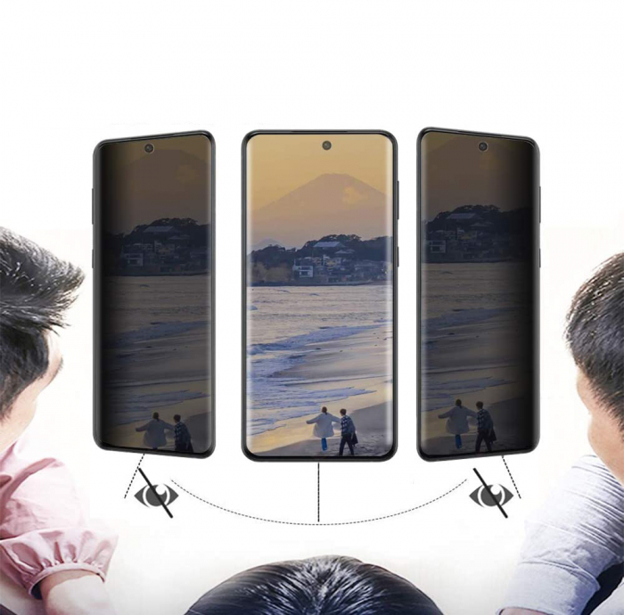 Folie sticla pentru Samsung Galaxy S21 PLUS, Privacy, 3D, Full glue, acopera tot ecranul (Case Friendly) [4]