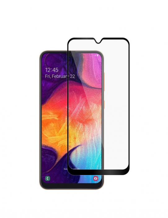 Folie sticla Samsung Galaxy A50 / A30, 3D, se lipeste pe tot ecranul (Full Glue), acopera tot ecranul (Case Friendly), MobileSmart© [1]