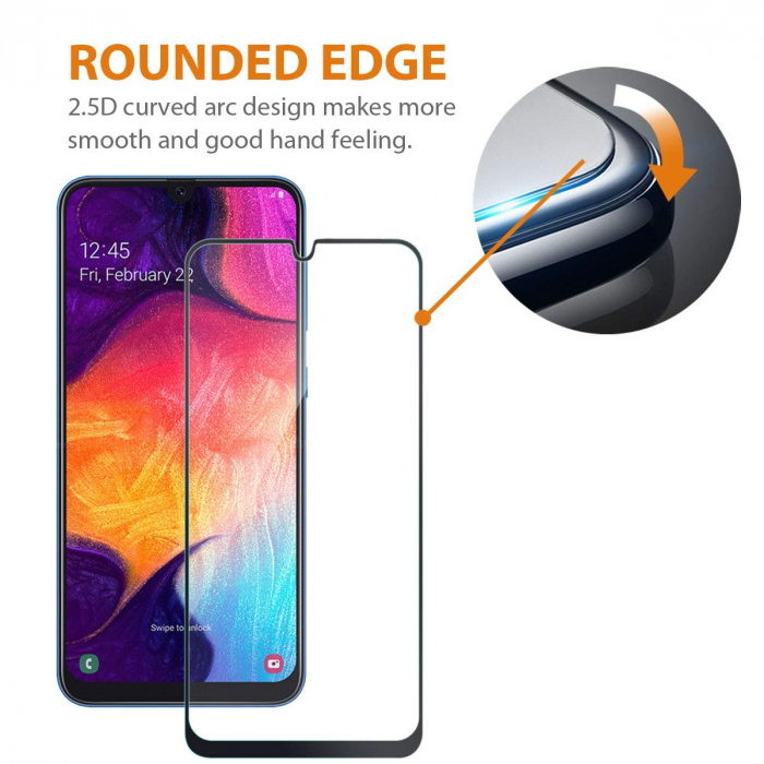 Folie sticla Samsung Galaxy A50 / A30, 3D, se lipeste pe tot ecranul (Full Glue), acopera tot ecranul (Case Friendly), MobileSmart© [4]