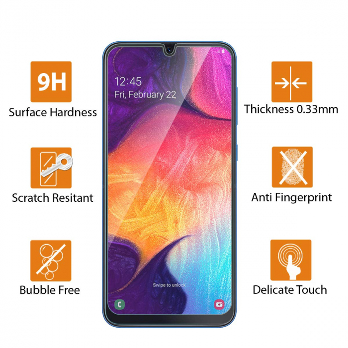 Folie sticla Samsung Galaxy A50 / A30, 3D, se lipeste pe tot ecranul (Full Glue), acopera tot ecranul (Case Friendly), MobileSmart© [5]