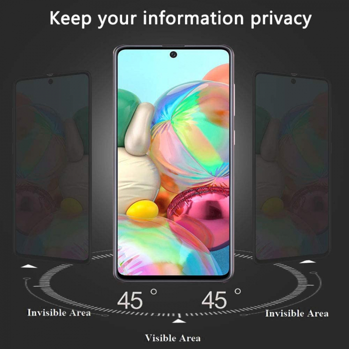 Folie sticla Samsung Galaxy A51, Privacy, 5D, se lipeste pe tot ecranul (Full Glue), acopera tot ecranul (Case Friendly) [5]