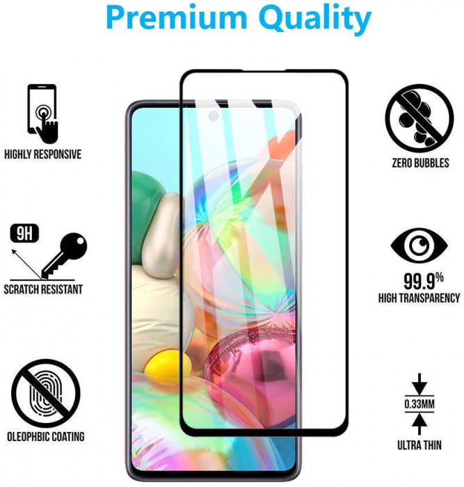 Folie sticla Samsung Galaxy A71, 5D, se lipeste pe tot ecranul (Full Glue), acopera tot ecranul (Case Friendly) [2]