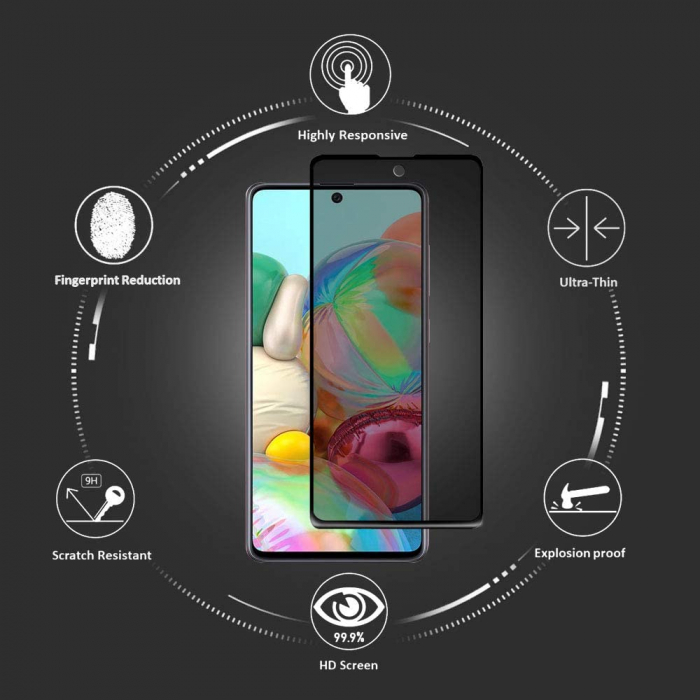 Folie sticla Samsung Galaxy A71, Privacy, 5D, se lipeste pe tot ecranul (Full Glue), acopera tot ecranul (Case Friendly) [5]