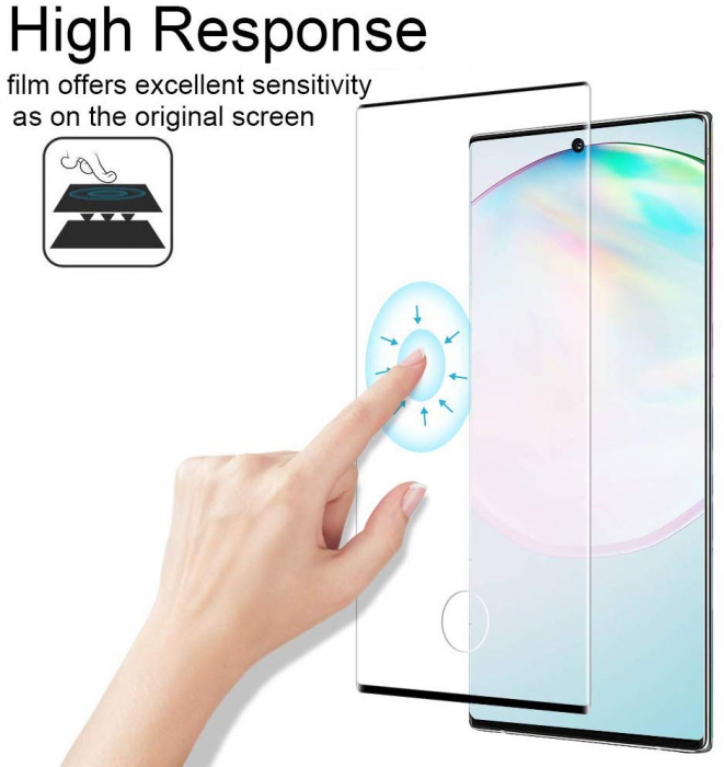 Folie sticla Samsung Galaxy Note 10, protectie ecran tempered glass fata, 5D, acopera tot ecranul, MobileSmart© [6]