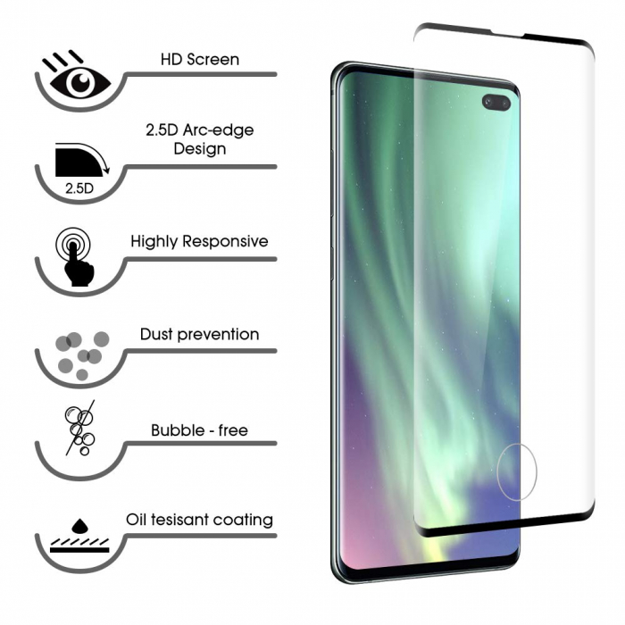 Folie sticla Samsung Galaxy S10, protectie ecran tempered glass fata, 5D, acopera tot ecranul [5]