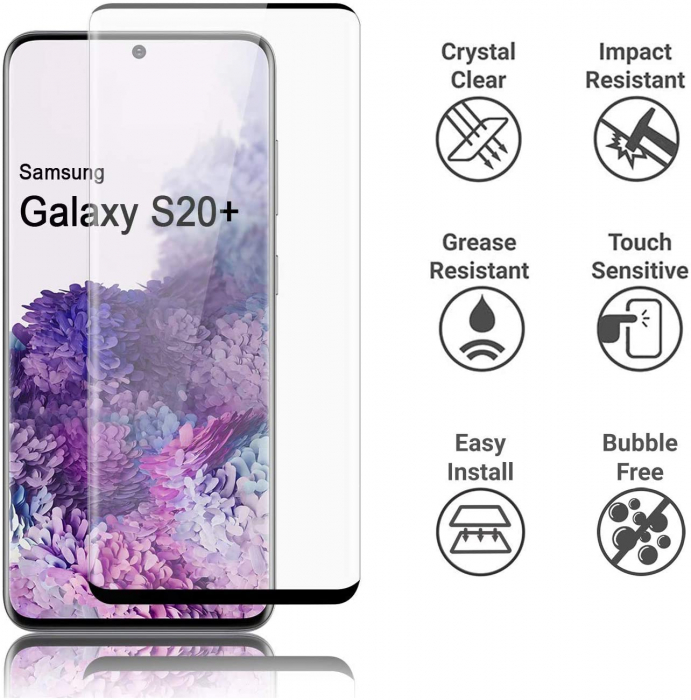 Folie sticla Samsung Galaxy S20 Plus, protectie ecran tempered glass fata, 5D, acopera tot ecranul [2]