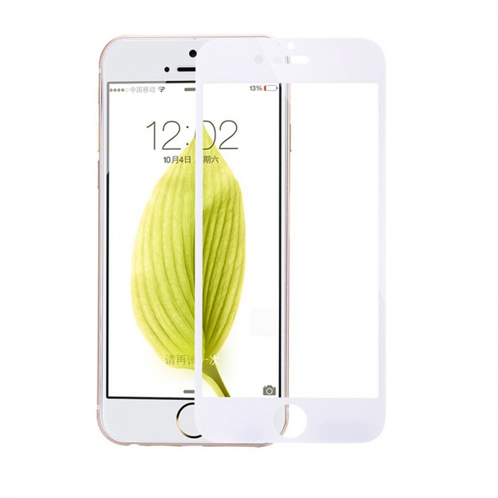 Folie sticla securizata iPhone 6, 5D, protectie completa ecran si margini curbate, Alb [3]
