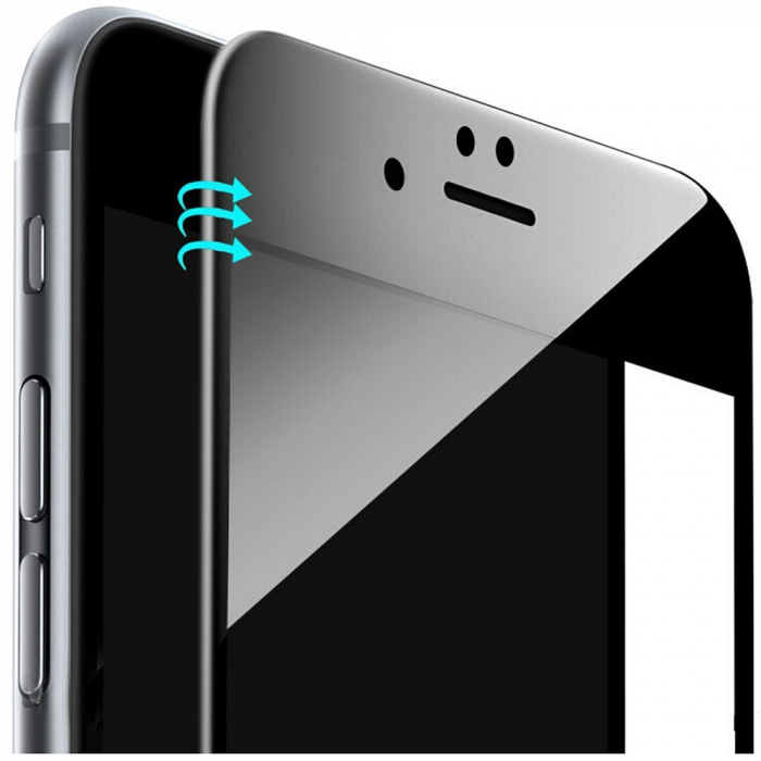 Folie sticla securizata iPhone 6, 5D, protectie completa ecran si margini curbate, Negru [2]