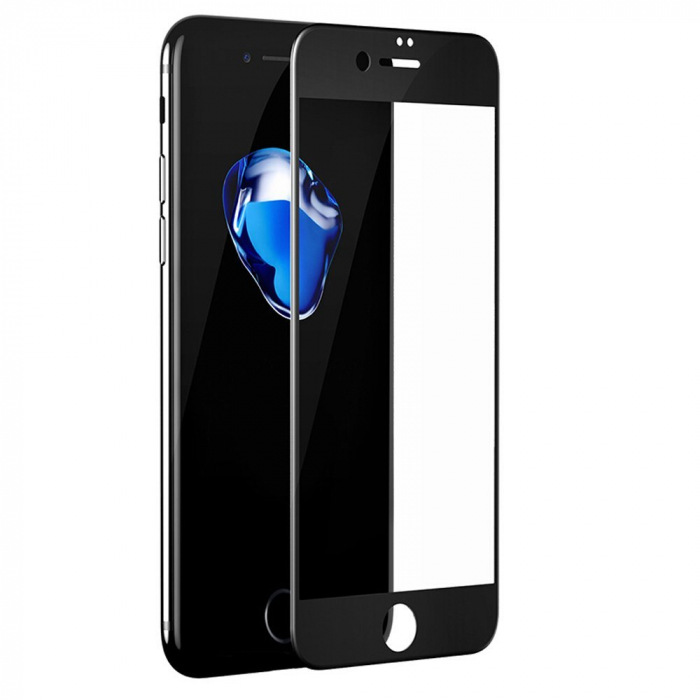 Folie sticla securizata iPhone 6, 5D, protectie completa ecran si margini curbate, Negru [1]