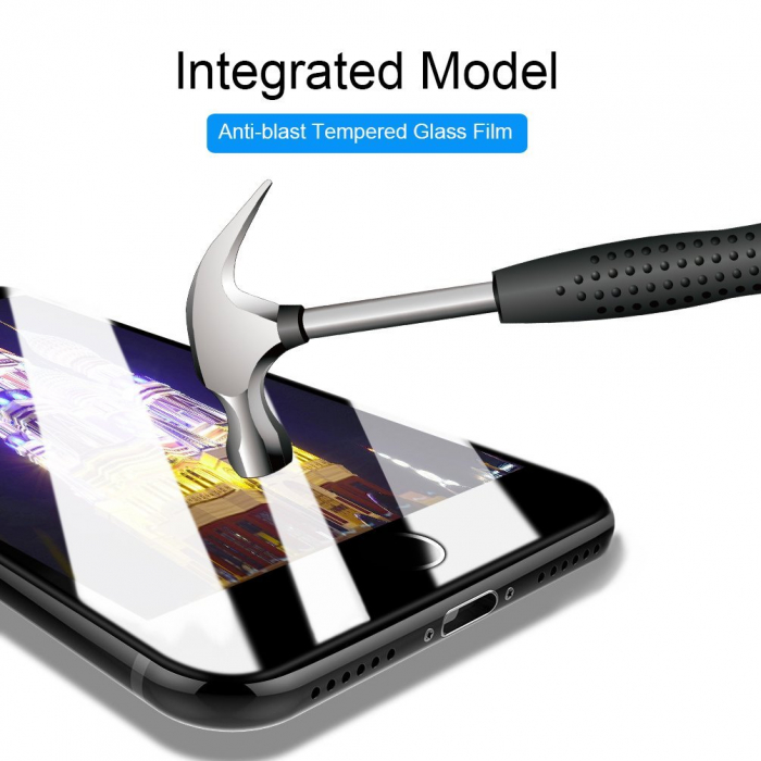 Folie sticla securizata MobileSmart© pentru iPhone 7, 5D, protectie completa ecran si margini curbate, Negru [4]