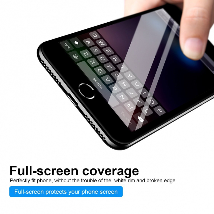 Folie sticla securizata MobileSmart© pentru iPhone 7, 5D, protectie completa ecran si margini curbate, Negru [6]