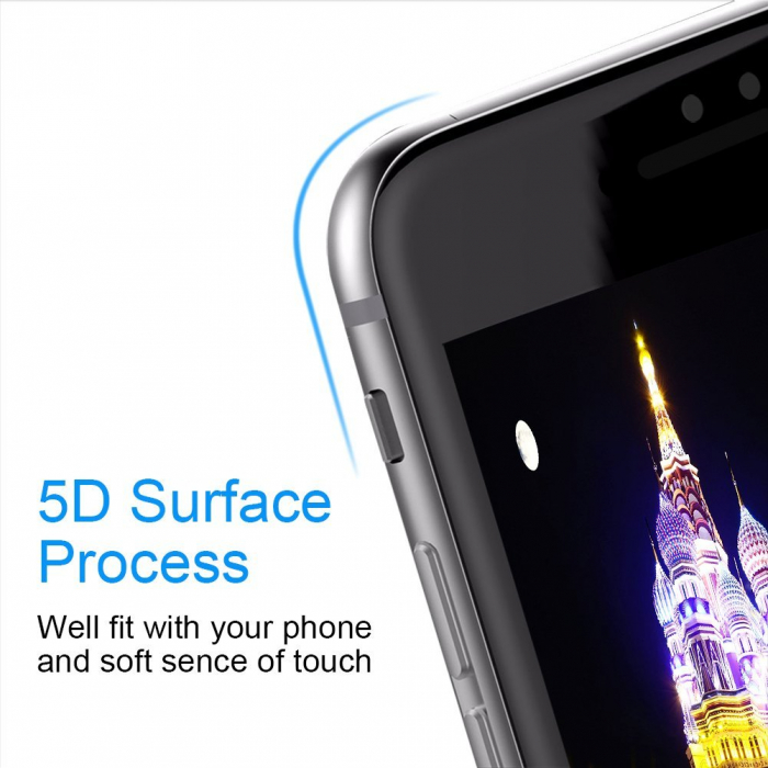 Folie sticla securizata MobileSmart© pentru iPhone 7, 5D, protectie completa ecran si margini curbate, Negru [5]