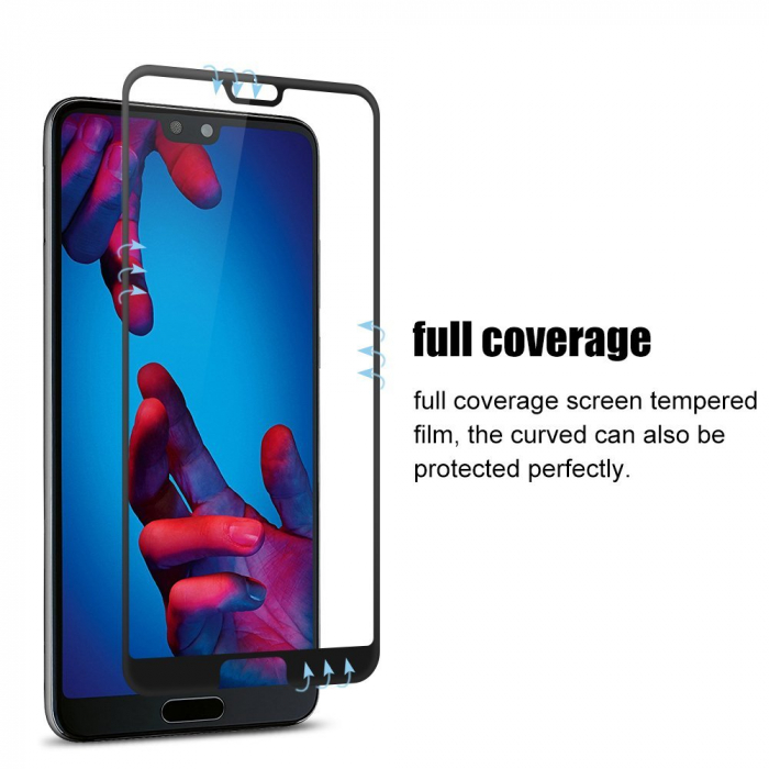 Folie sticla tempered glass Huawei P20, protectie ecran, fata, total transparenta, 5D, acopera tot ecranul, 0.2mm [7]