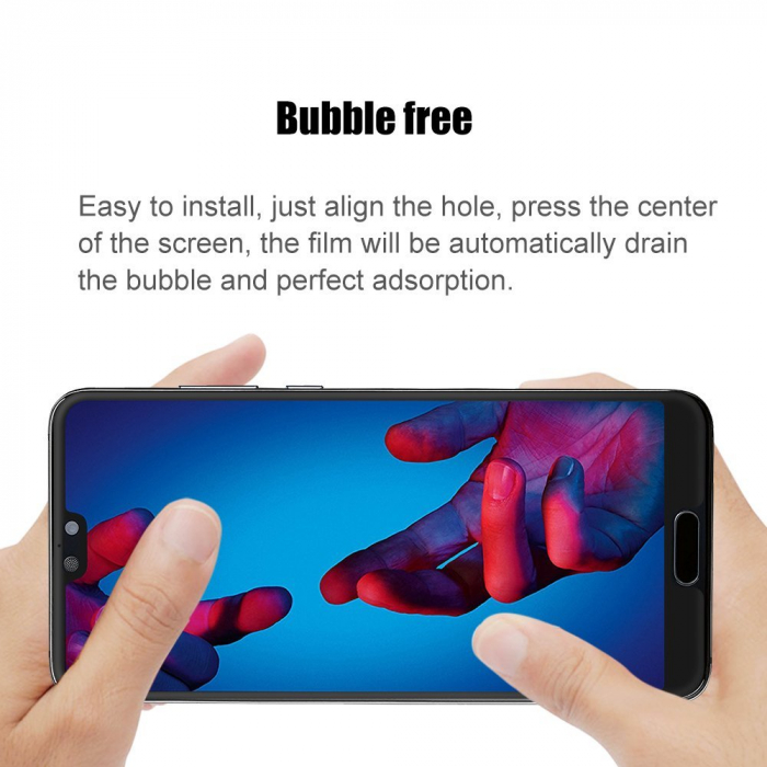 Folie sticla tempered glass Huawei P20, protectie ecran, fata, total transparenta, 5D, acopera tot ecranul, 0.2mm [5]