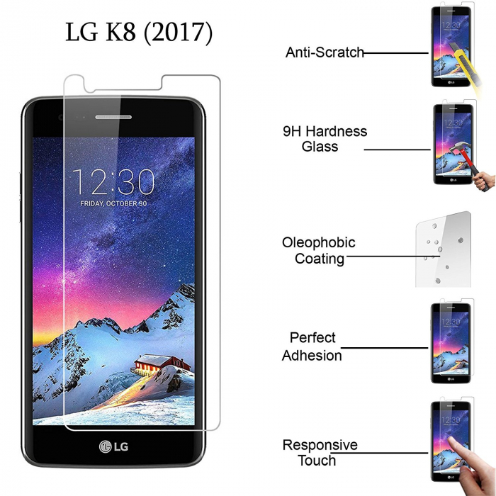 Folie sticla tempered glass LG K8 (2017), protectie ecran, fata, 0.2mm [2]