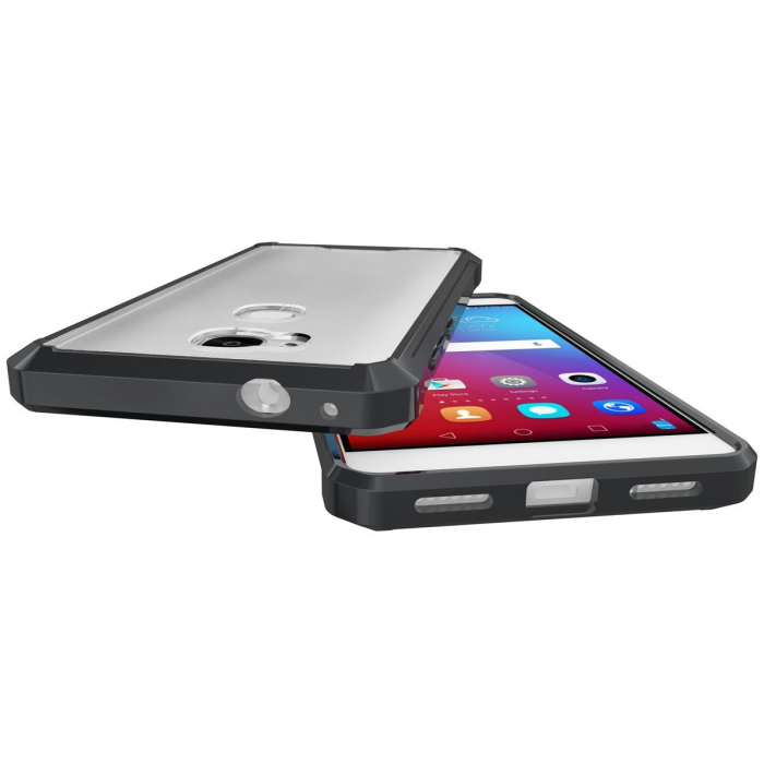 Husa de protectie Hybrid Antisoc pentru Honor 5X, carcasa spate PC transparenta cu cadru, Negru [3]