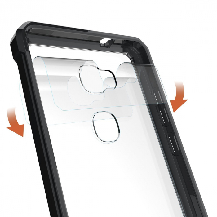 Husa de protectie Hybrid Antisoc pentru Honor 5X, carcasa spate PC transparenta cu cadru, Negru [2]