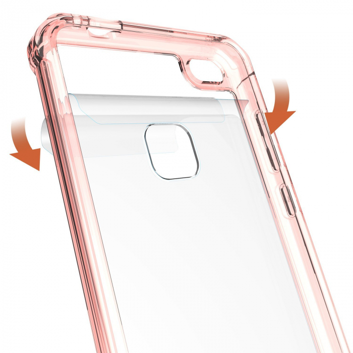 Husa de protectie Hybrid Antisoc pentru Huawei P8 Lite/P9 Lite 2017, carcasa spate PC transparenta cu cadru, Rose-Gold [2]