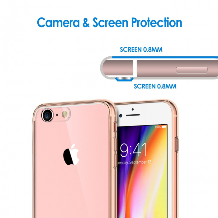 Husa de protectie Hybrid Antisoc pentru  iPhone 8/iPhone 7, carcasa spate PC cu cadru, Rose [3]