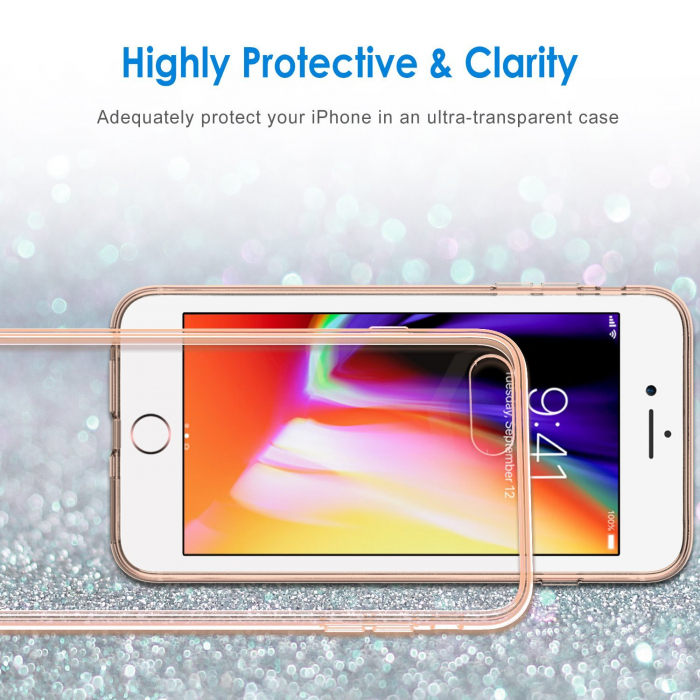 Husa de protectie Hybrid Antisoc pentru  iPhone 8/iPhone 7, carcasa spate PC cu cadru, Rose [4]