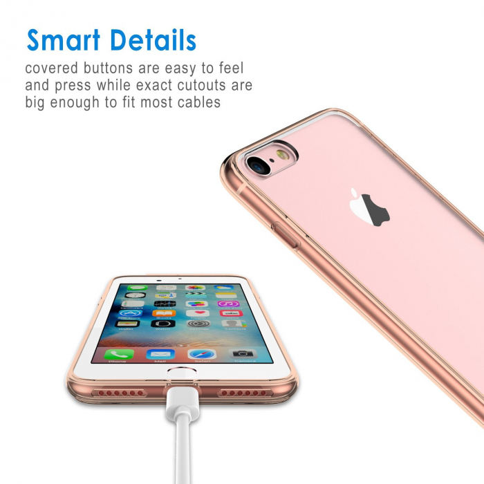 Husa de protectie Hybrid Antisoc pentru  iPhone 8/iPhone 7, carcasa spate PC cu cadru, Rose [6]