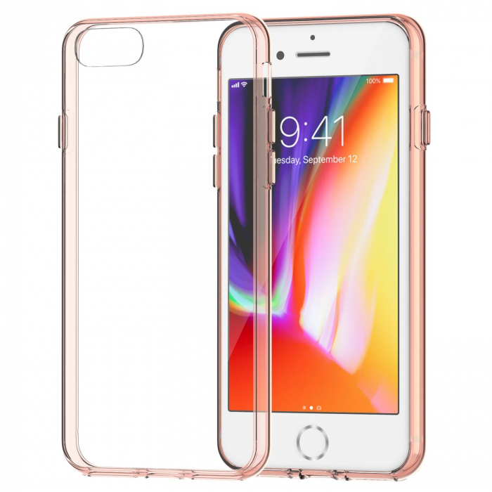 Husa de protectie Hybrid Antisoc pentru  iPhone 8/iPhone 7, carcasa spate PC cu cadru, Rose [1]