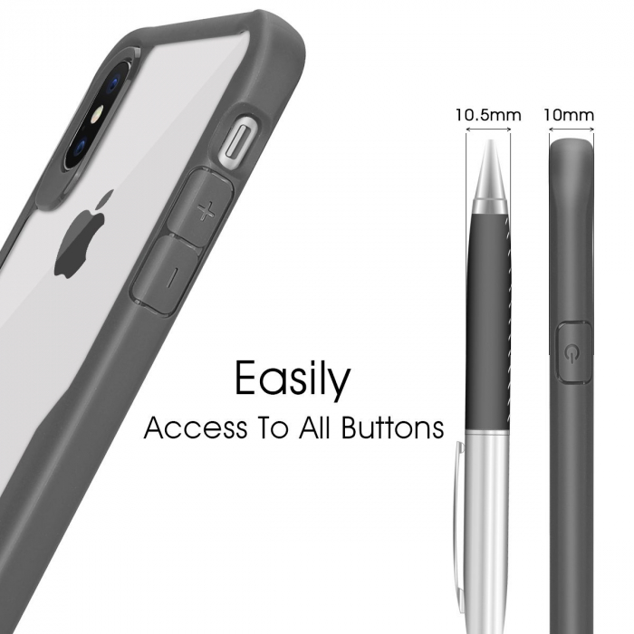 Husa iPhone XR, Hybrid Antisoc, carcasa spate PC cu cadru TPU dur, Gri [4]