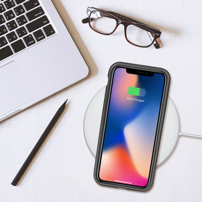 Husa de protectie Hybrid Antisoc pentru  iPhone X/iPhone 10, carcasa spate PC cu cadru TPU dur, Negru [2]