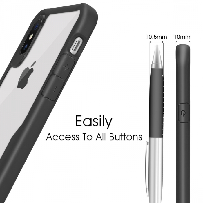 Husa de protectie Hybrid Antisoc pentru  iPhone X/iPhone 10, carcasa spate PC cu cadru TPU dur, Negru [6]