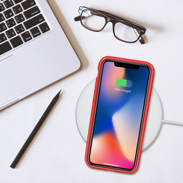 Husa de protectie Hybrid Antisoc pentru  iPhone X/iPhone 10, carcasa spate PC cu cadru TPU dur, Rosu [3]