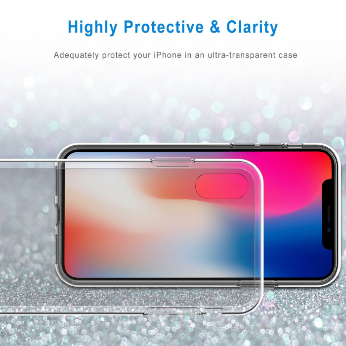 Husa iPhone XS MAX, Hybrid Antisoc, carcasa spate PC cu cadru, Transparent [5]