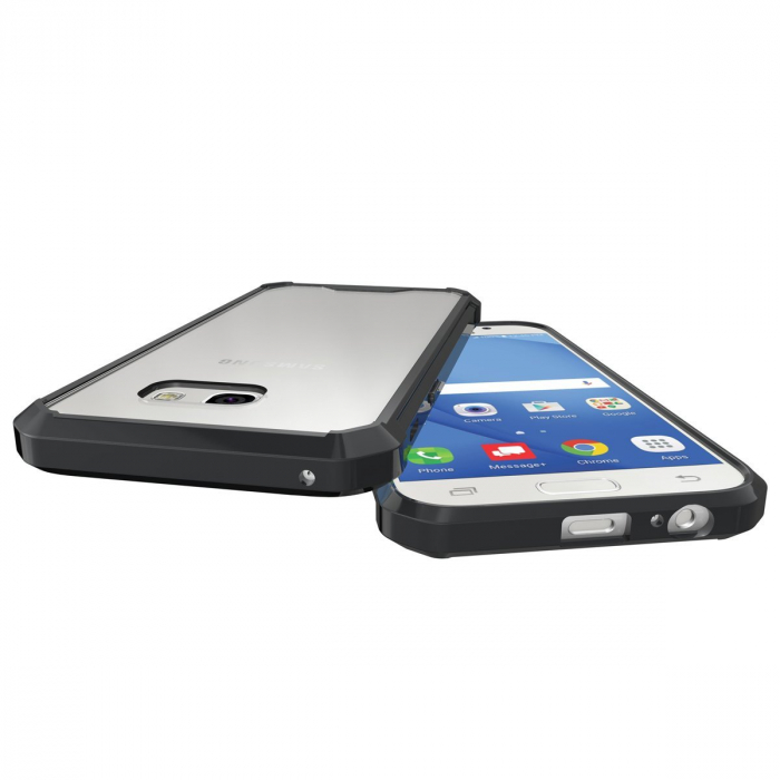 Husa de protectie Hybrid Antisoc pentru  Samsung Galaxy A3 2017, carcasa spate PC transparenta cu cadru, Negru [6]