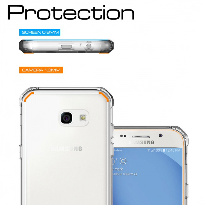 Husa de protectie Hybrid Antisoc pentru Samsung Galaxy A3 2017, carcasa spate PC transparenta cu cadru, Transparent [6]