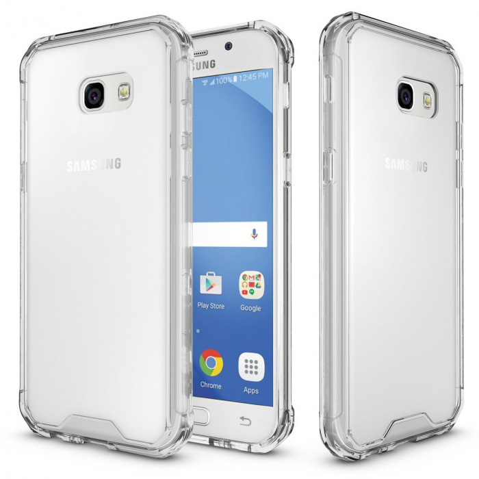 Husa de protectie Hybrid Antisoc pentru Samsung Galaxy A3 2017, carcasa spate PC transparenta cu cadru, Transparent [5]
