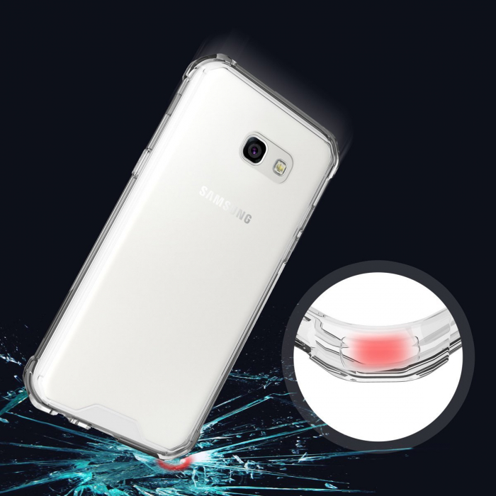 Husa de protectie Hybrid Antisoc pentru Samsung Galaxy A3 2017, carcasa spate PC transparenta cu cadru, Transparent [3]