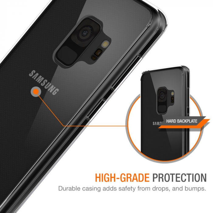 Husa de protectie Hybrid Antisoc pentru  Samsung Galaxy S9, carcasa spate PC cu cadru, hardcase, Transparent [2]