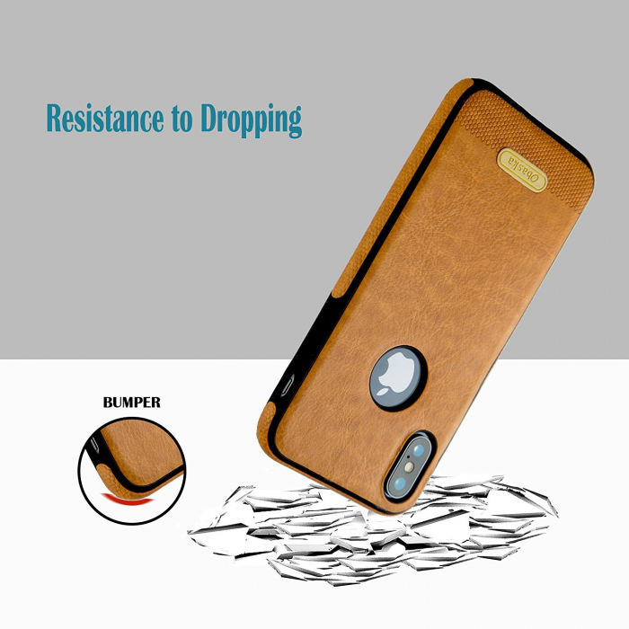 Husa iPhone XS Max, protectie slim, antisoc, Leather, Maro [7]